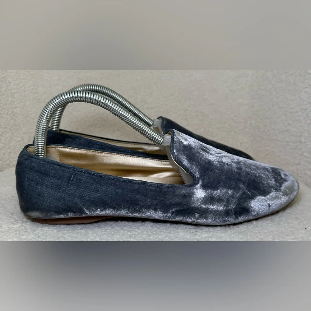 Birdies Starling velvet loafers grey gray silver slip-ons preppy fall winter 9.5